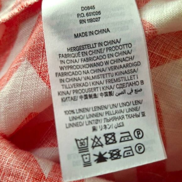 Boden Cleo Red & White Geo Linen Tie-Waist Dress – 100% Linen, Women’s Size 8R - Picture 11 of 15